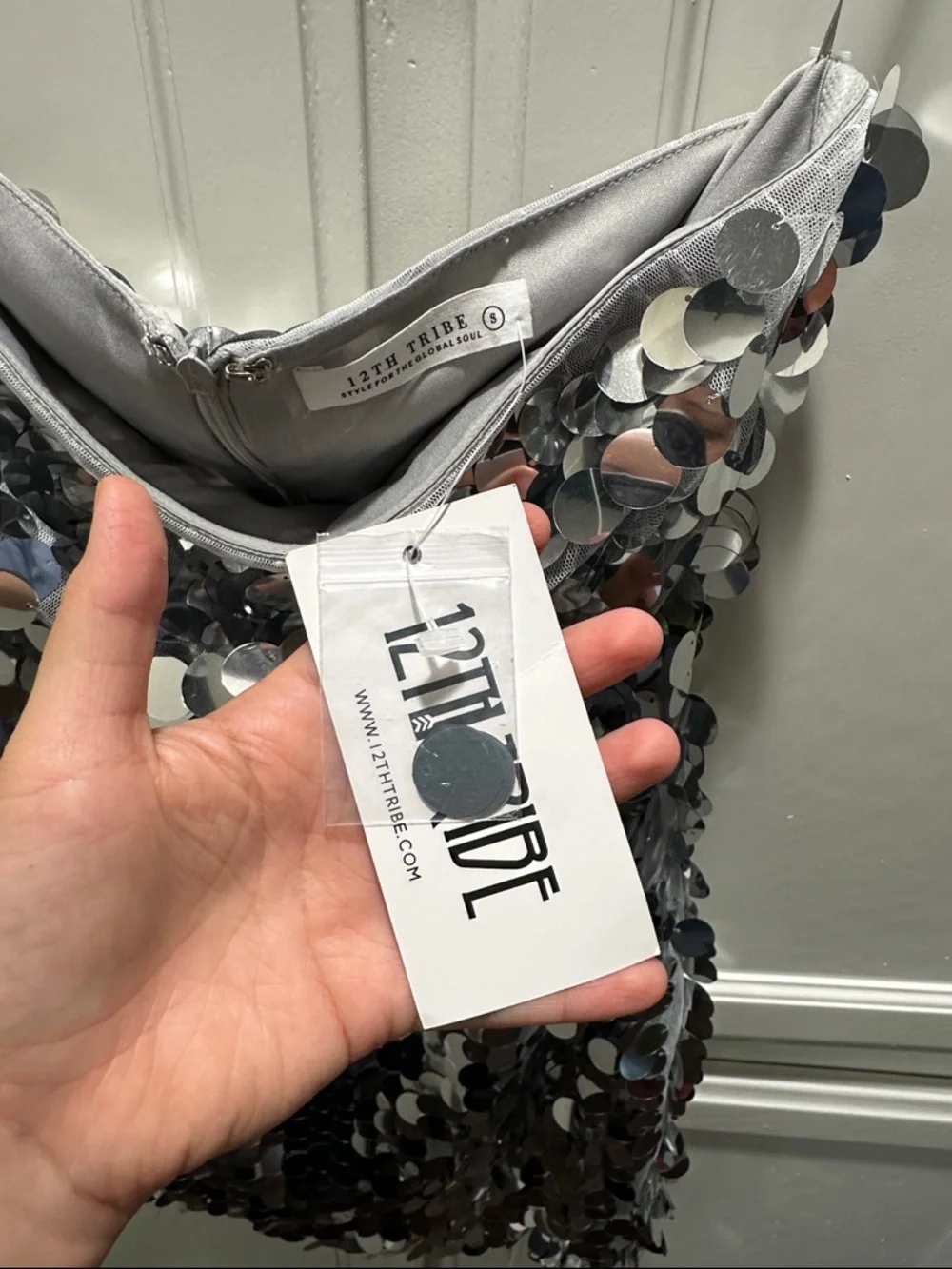 12th Tribe Silver Sequin Mini Dress - Picture 4 of 7